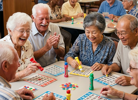 A group of people are sitting around a table, playing a game. AI generated content